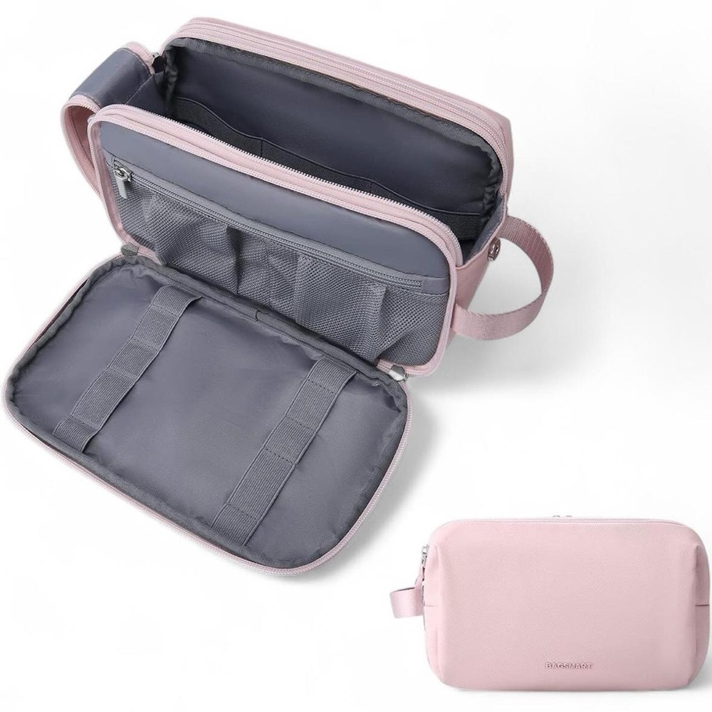 BAGSMART Pink Water-resistant Travel Toiletry Organizer Bag